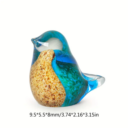 Crystal Glass Colorful Birds Statue