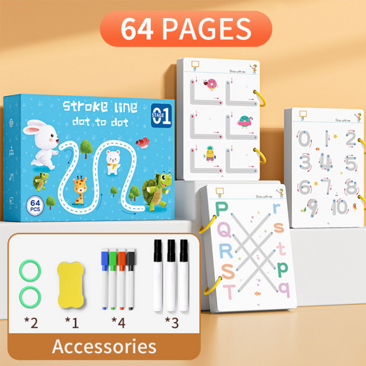 Kids Educational Book Set - 64 Pages, 8 Pens, Markers