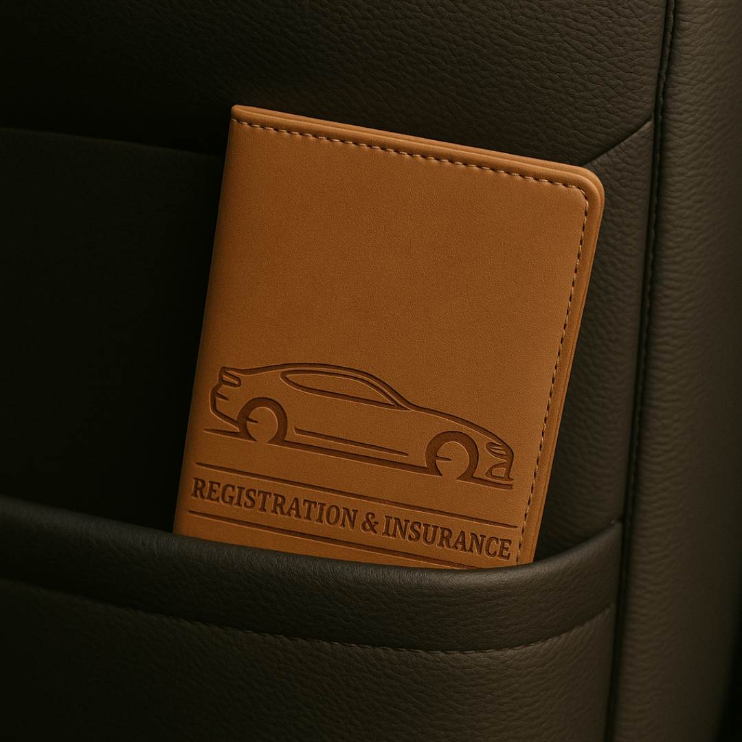 Car License & Registration Holder - Brown