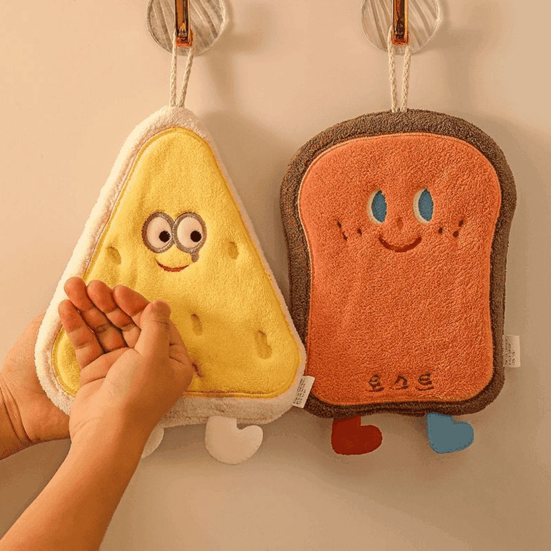 Cute Cartoon Cheese Toast Microfiber Hand Towel