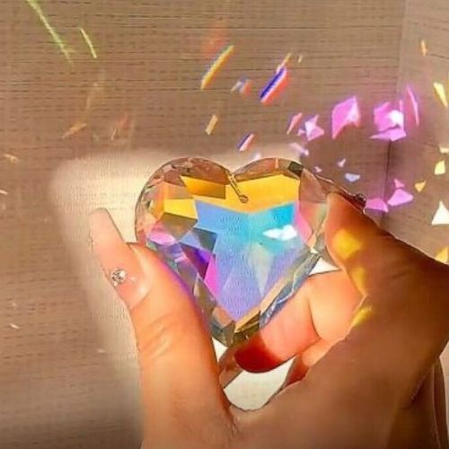 Transparent Heart Crystal Necklace Sun Reflection