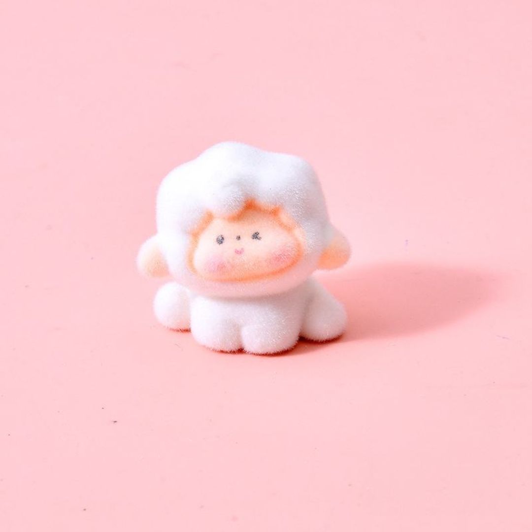Cute Flocked Sheep Figurines