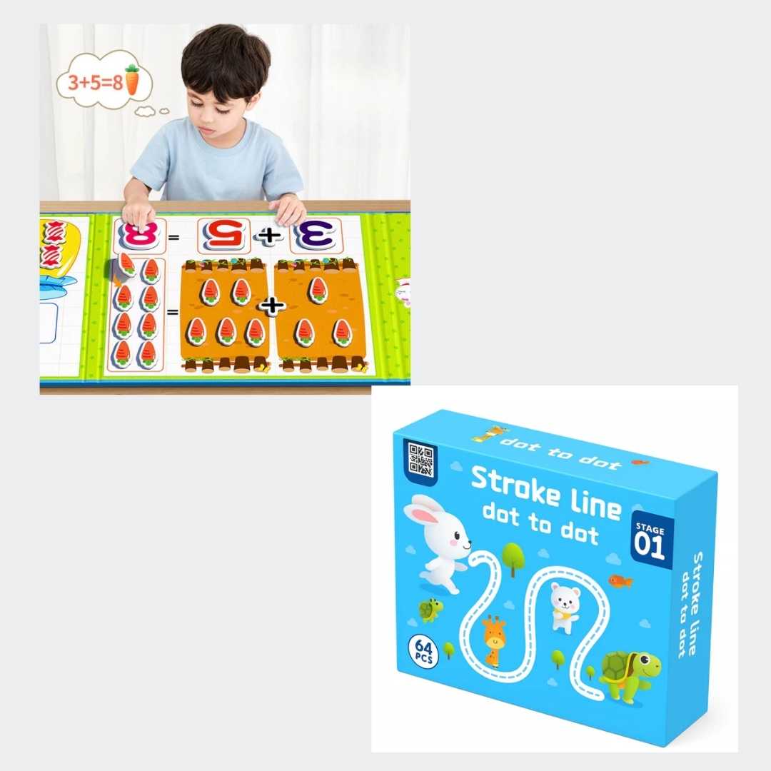 Kids Educational Book Set - 64 Pages, 8 Pens, Markers