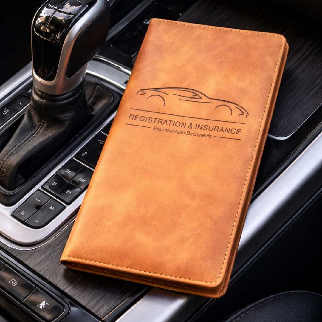 document organiser leather car document holder
