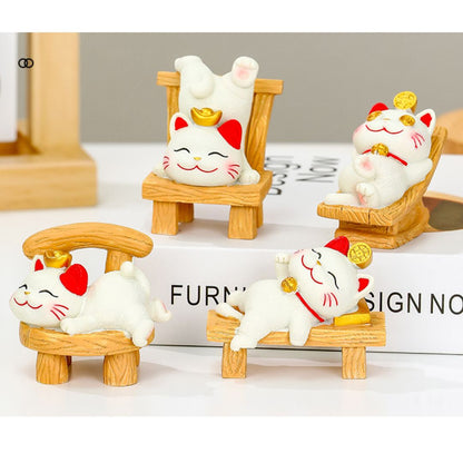 Fortune Cute Resin Cat On Chair Desk Decor