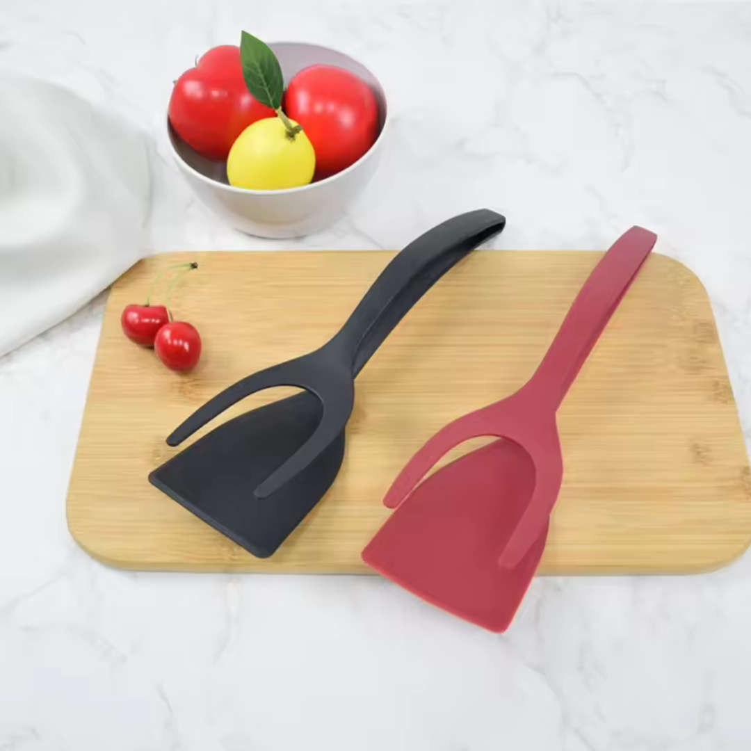 2 in 1 Silicon Frying Spatula Tong