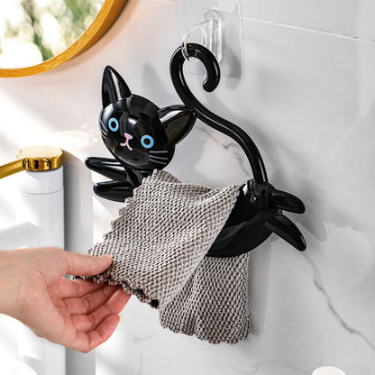 Playful Cat Wall Towel Rack-Perfect for a Whimsical Touch