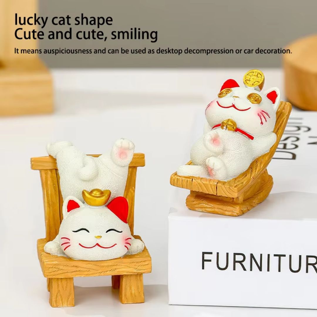 Fortune Cute Resin Cat On Chair Desk Decor