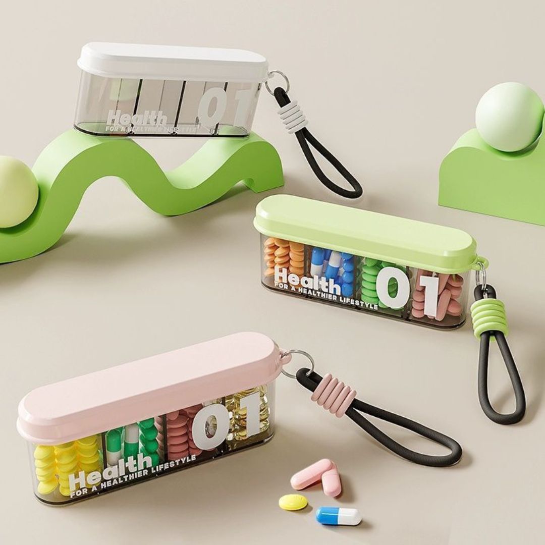 Portable Medicine Box with Key Ring