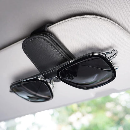 Magnetic Leather Sunglasses Holder for Car Sun Visor