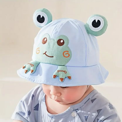 Charming Frog Embroidered Sun Hat For Kids