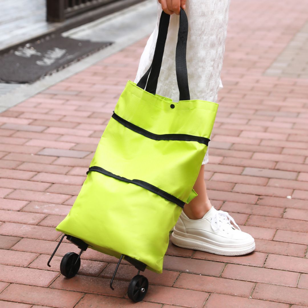 Large Capacity Foldable Grocery Bag with Pulley Wheels