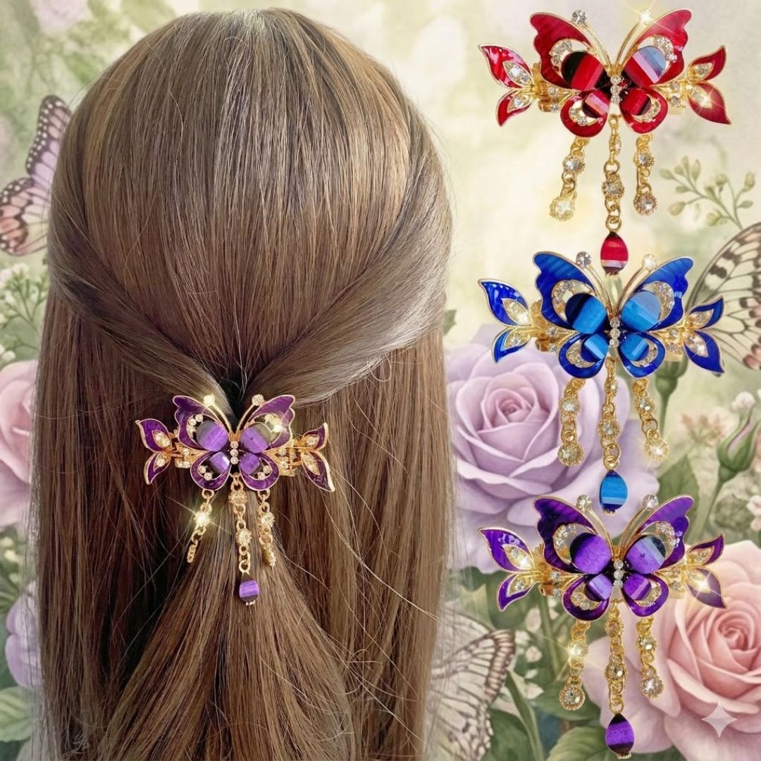 Korean Style Blue Butterfly Claw Clip