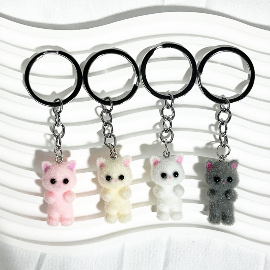 Cute Plush Cat Keychain Set