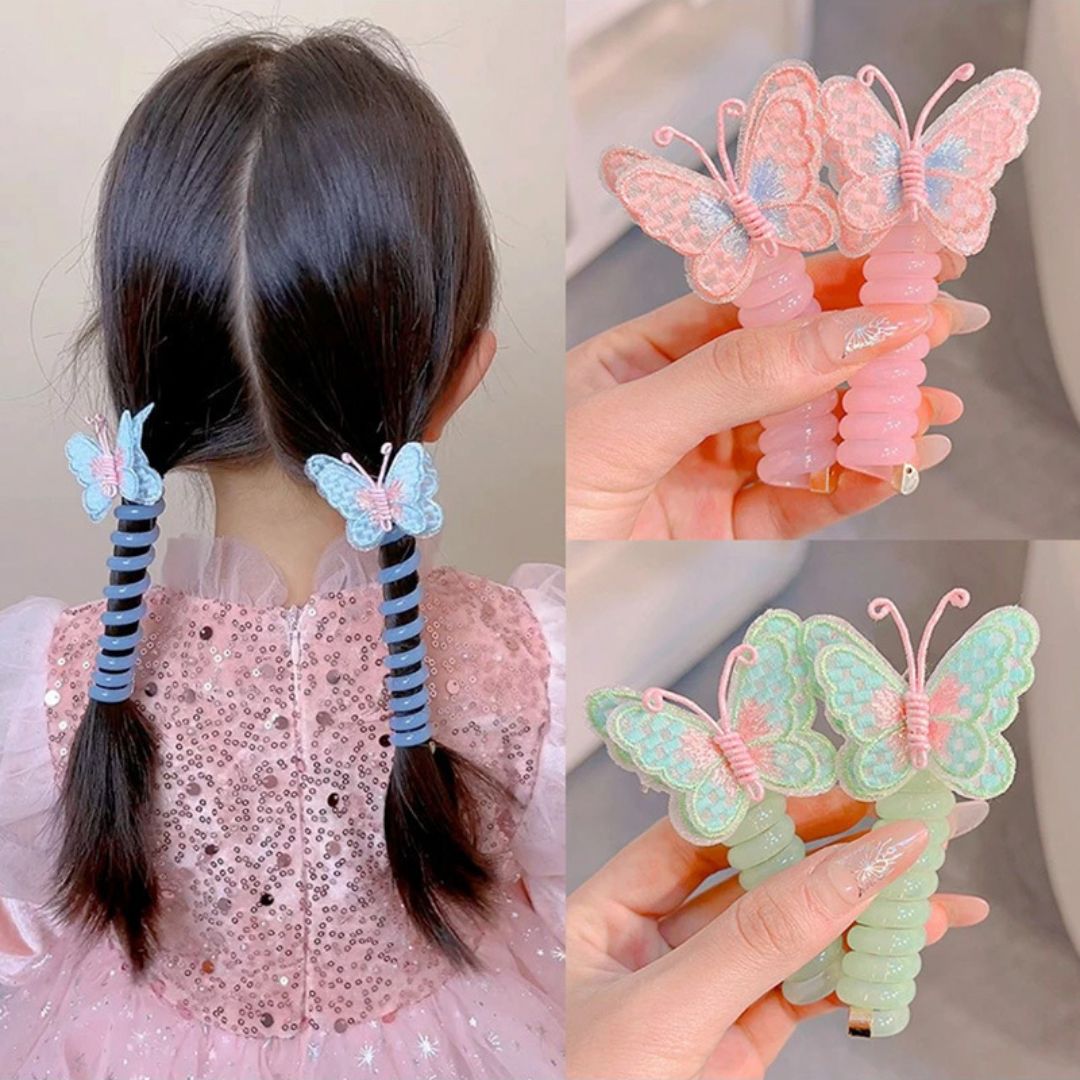 Butterfly Telephone Wire Line Hair Ties Girls