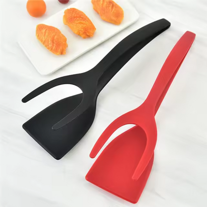 2 in 1 Silicon Frying Spatula Tong