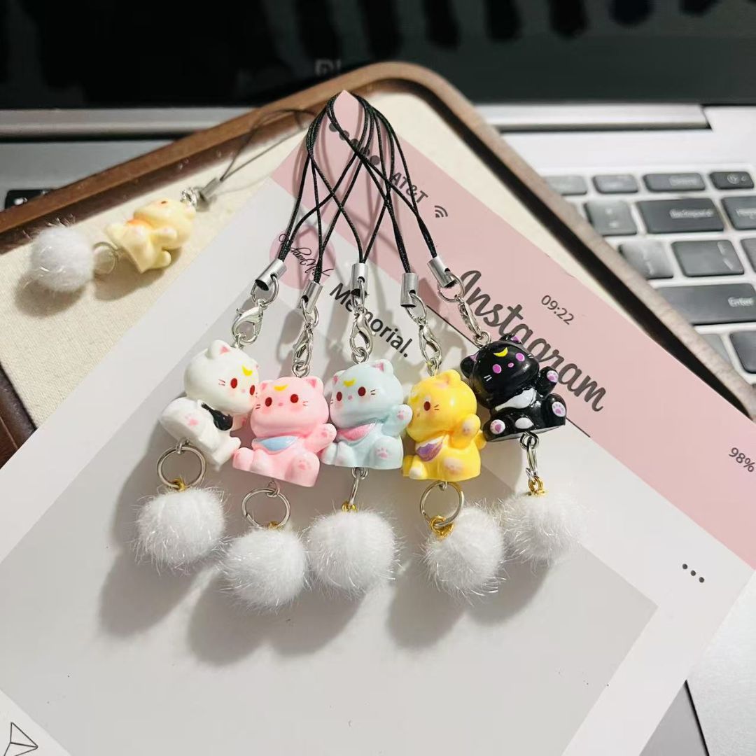 Cute cat with Ball Mobile Phone Charm