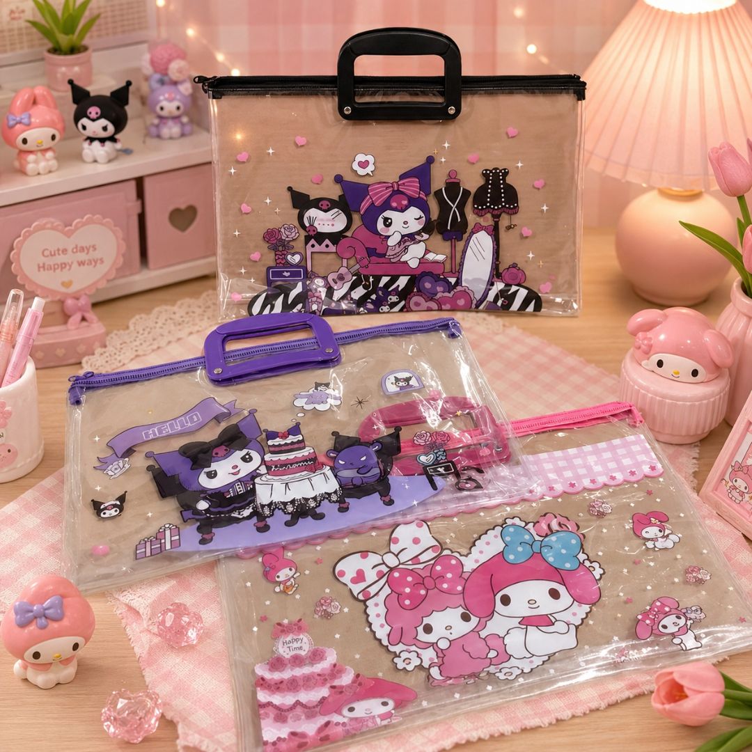 Kuromi Long Transparent Plastic Zipper Envelope