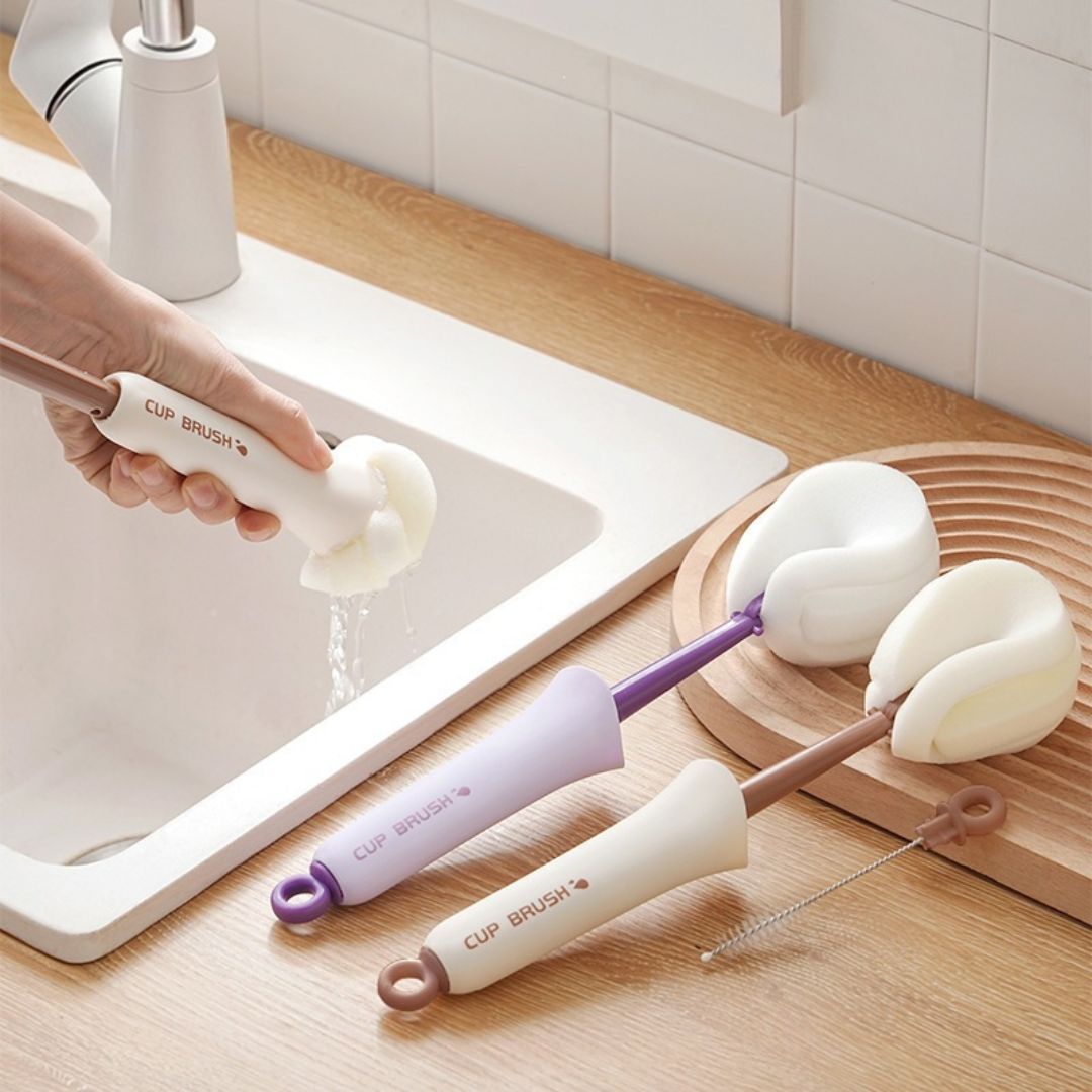 2-in-1 Long Handle Cup Brush Sponge