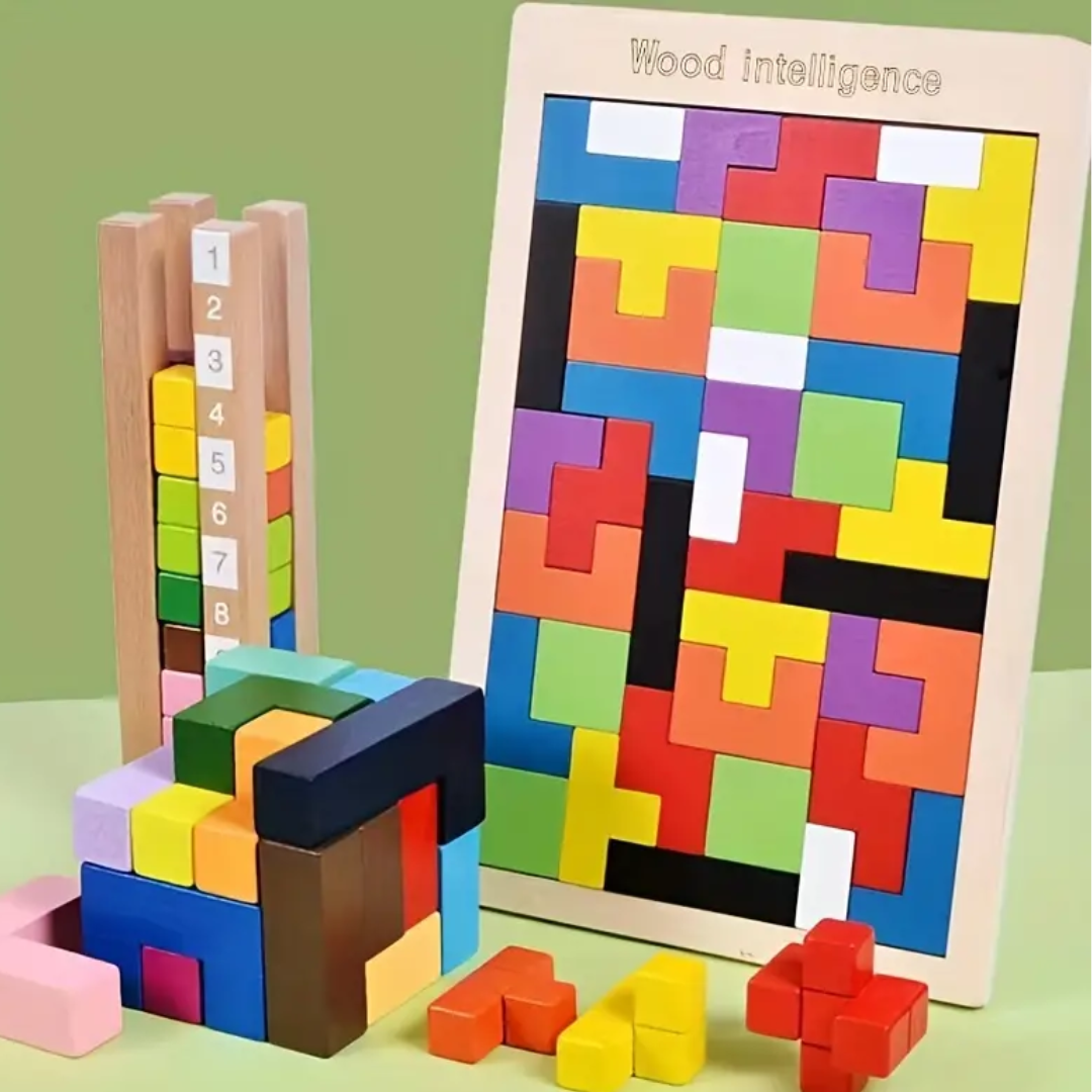 Colorful 3D Wooden Tetris Block Puzzle