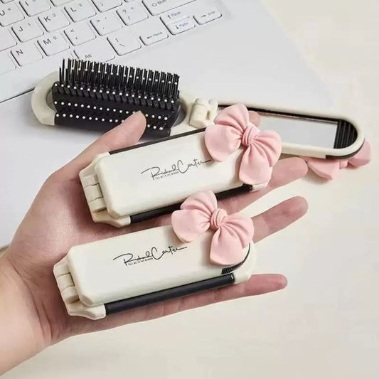 2 in 1 foldable hair comb with mirror For travelling