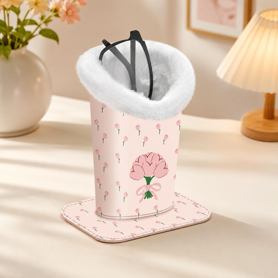 PU Leather Glasses Holder with Magnetic Base