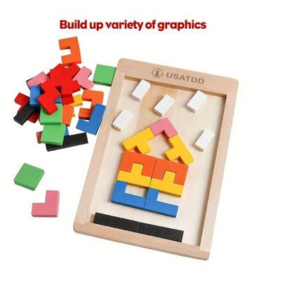 Colorful 3D Wooden Tetris Block Puzzle