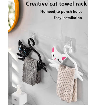 Playful Cat Wall Towel Rack-Perfect for a Whimsical Touch