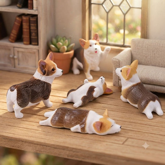 Cute Corgi Dog Figurines Set