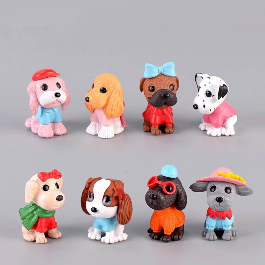 Delightful 8-Piece Dog Figurine Set
