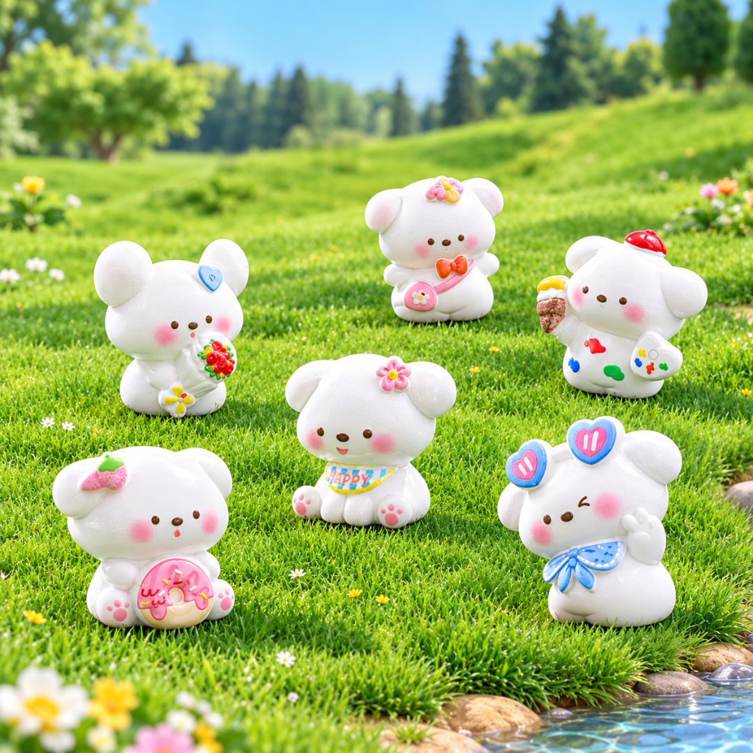 Cute White Dog Resin Figurines