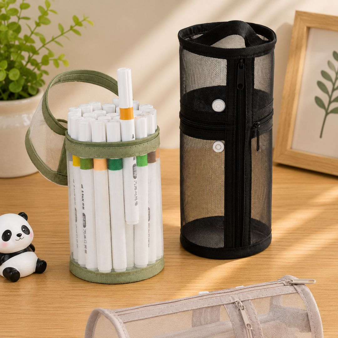 Transparent Mesh Pencil Pouch with Zipper