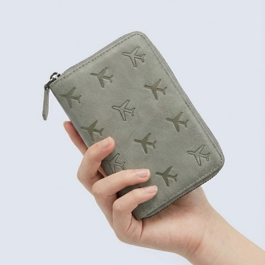 Zipper Travel Passport Multi Card ID Wallet