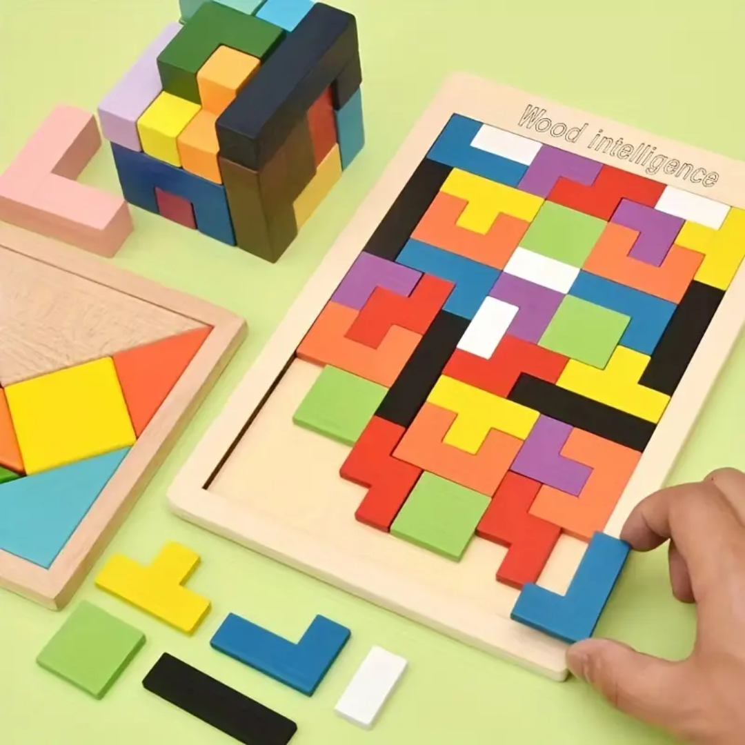 Colorful 3D Wooden Tetris Block Puzzle