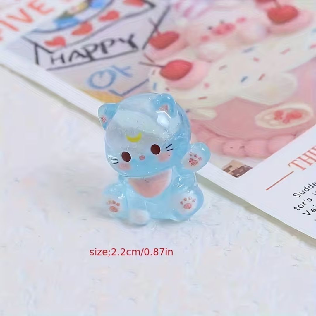 6 PCS Glow-in-the-Dark Cat Figurines