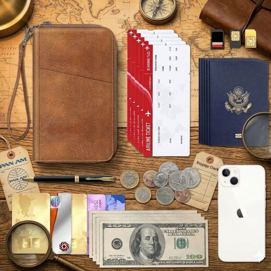 Travel Document Organizer Clutch Bag