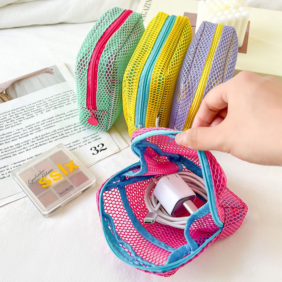 Cute Colorful Mesh Cosmetic Organizer