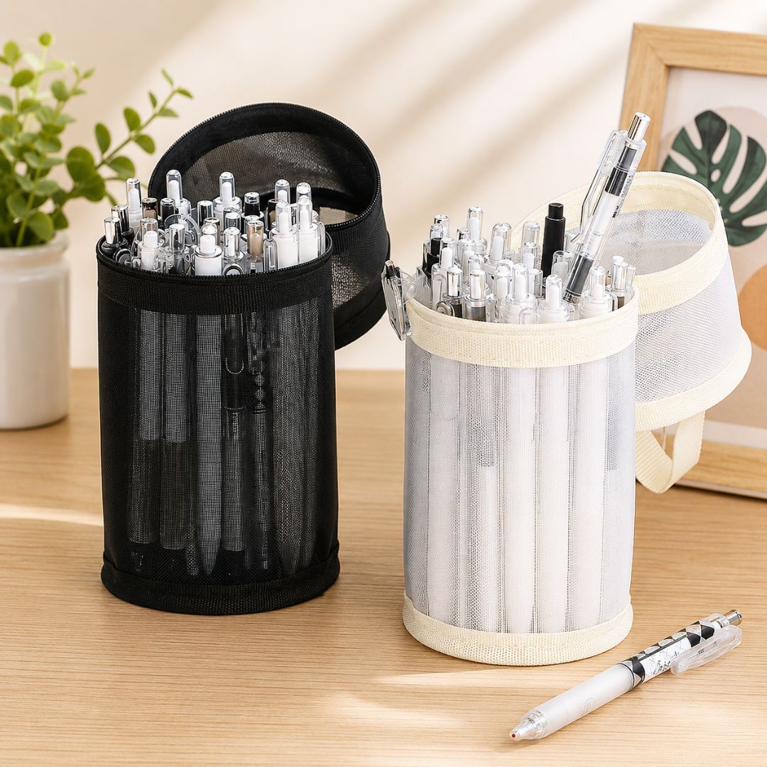 Transparent Mesh Pencil Pouch with Zipper