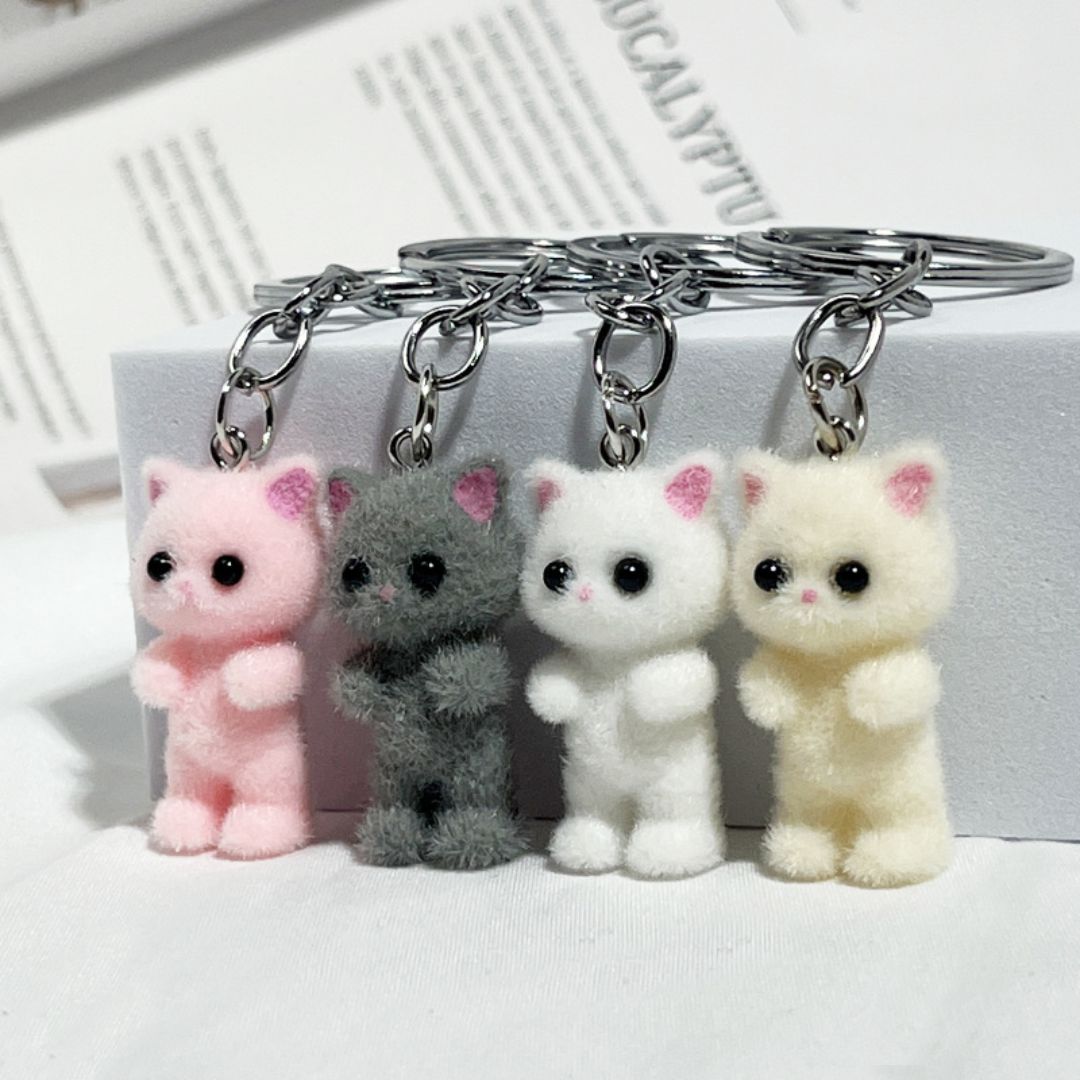 Cute Plush Cat Keychain Set