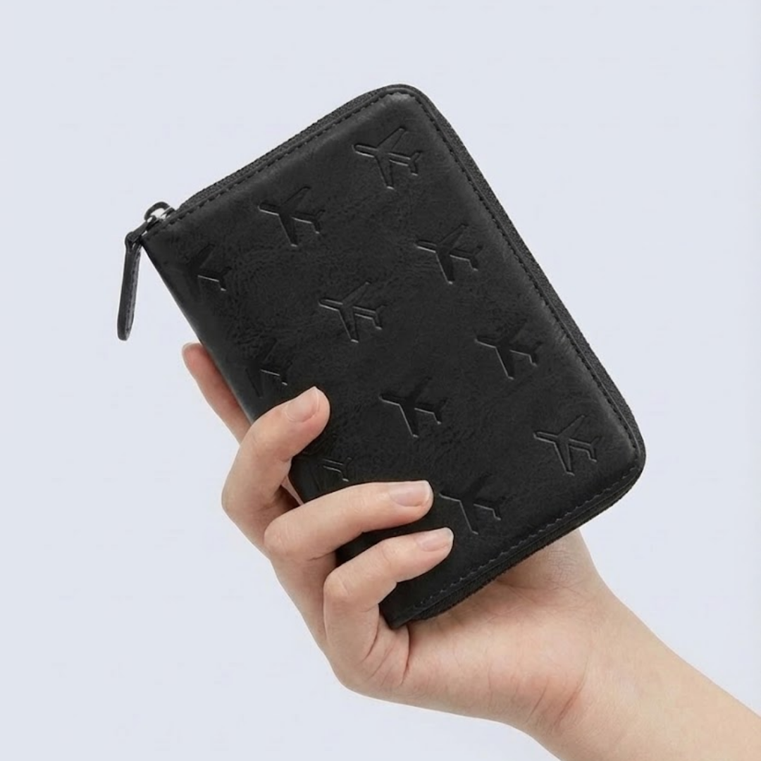 Zipper Travel Passport Multi Card ID Wallet