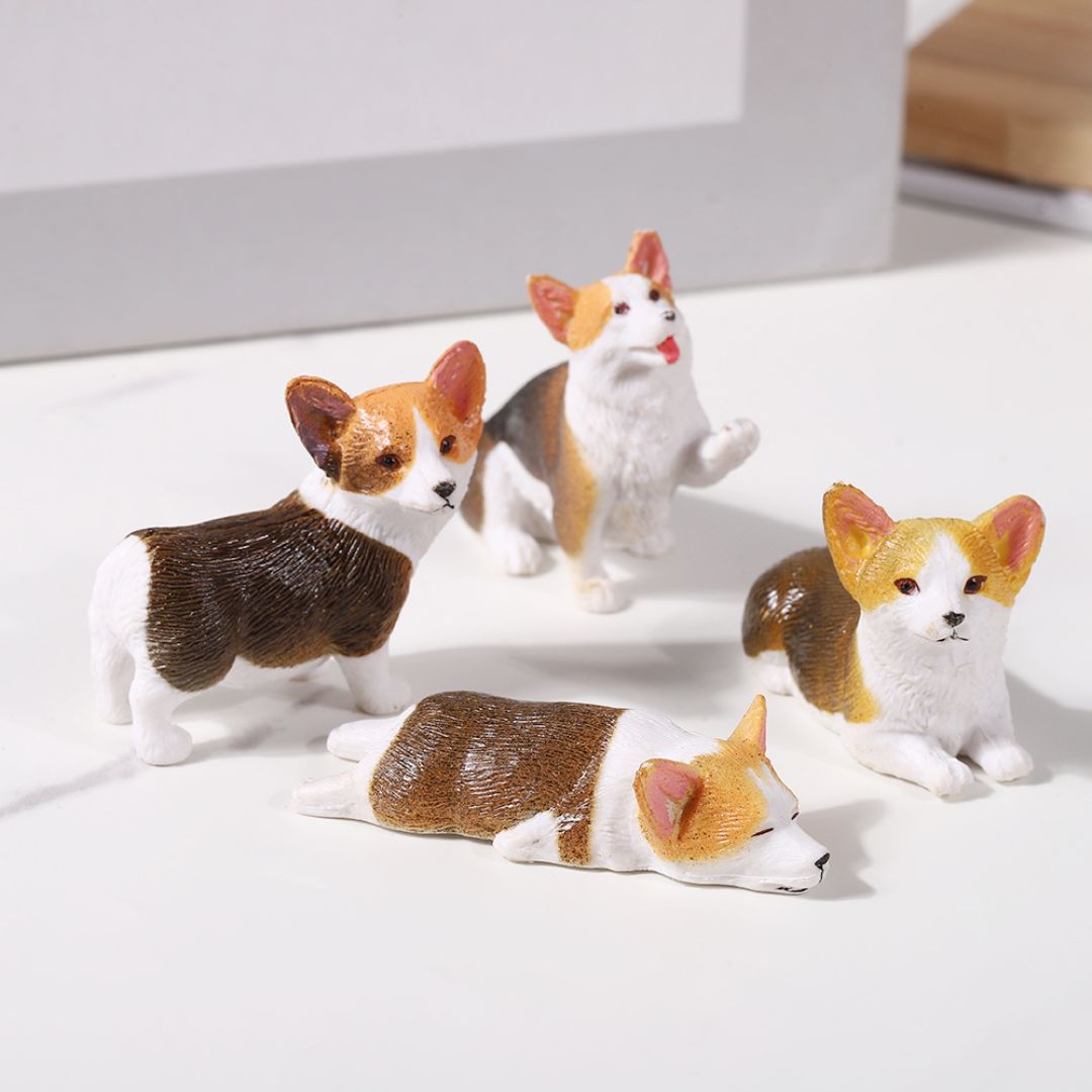 Cute Corgi Dog Figurines Set