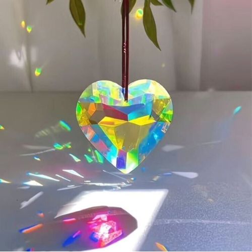 Transparent Heart Crystal Necklace Sun Reflection