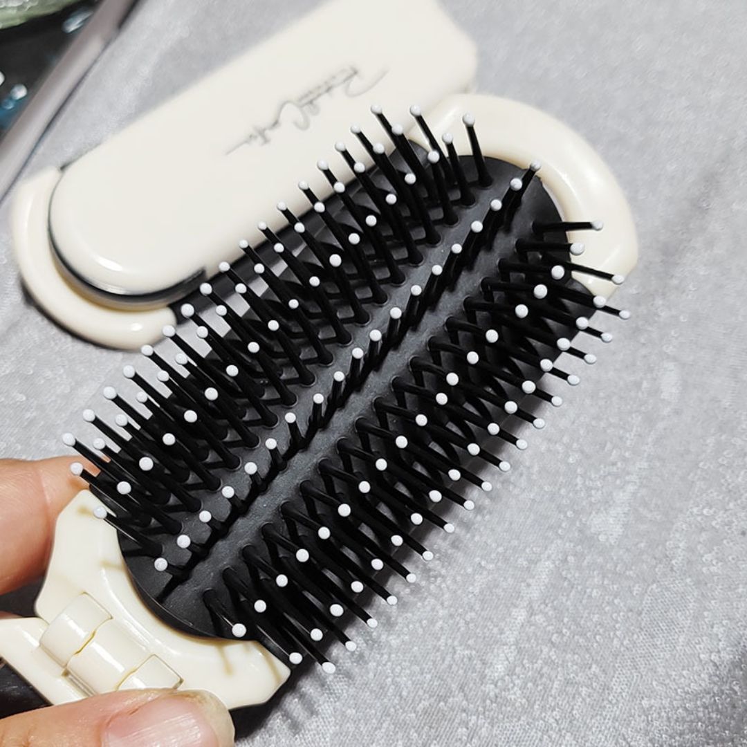 2 in 1 foldable hair comb with mirror For travelling