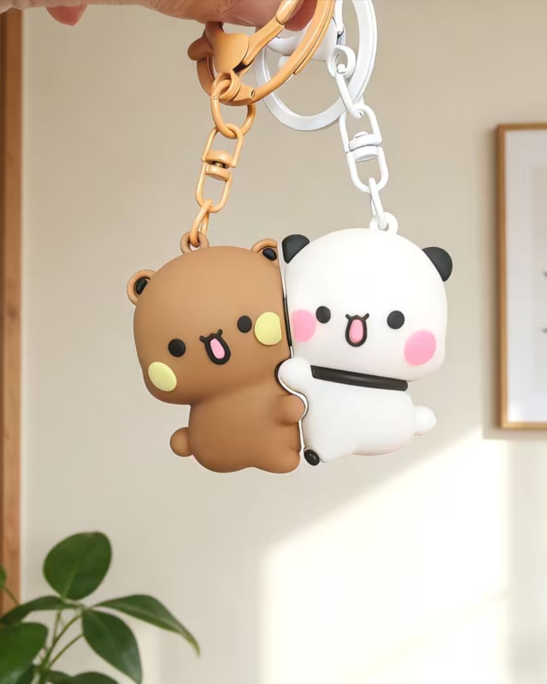 Cute Cartoon Bubu & Dudu Hugging Keychain