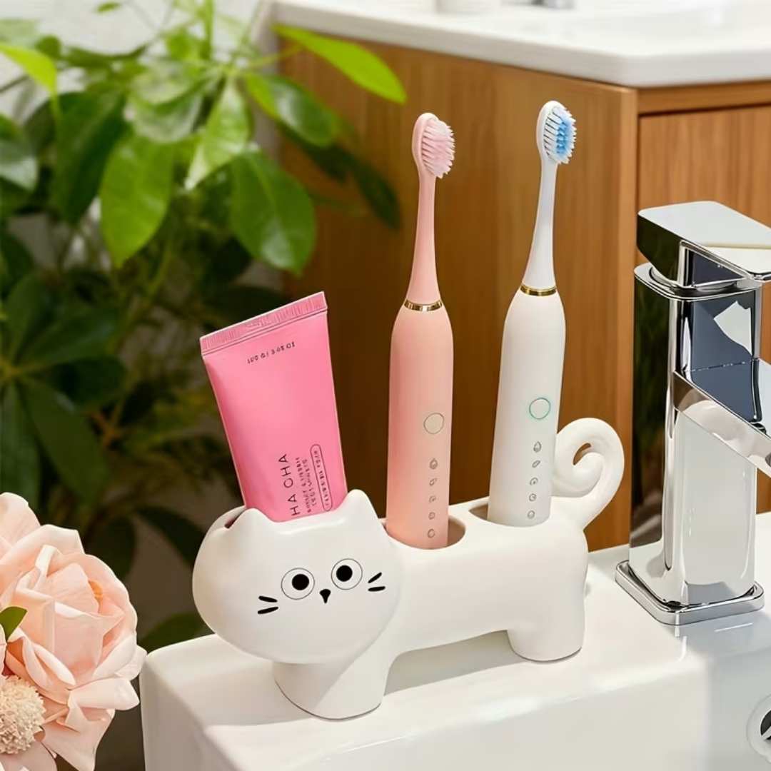 Ceramic Electric Toothbrush Cat-Shaped Holder
