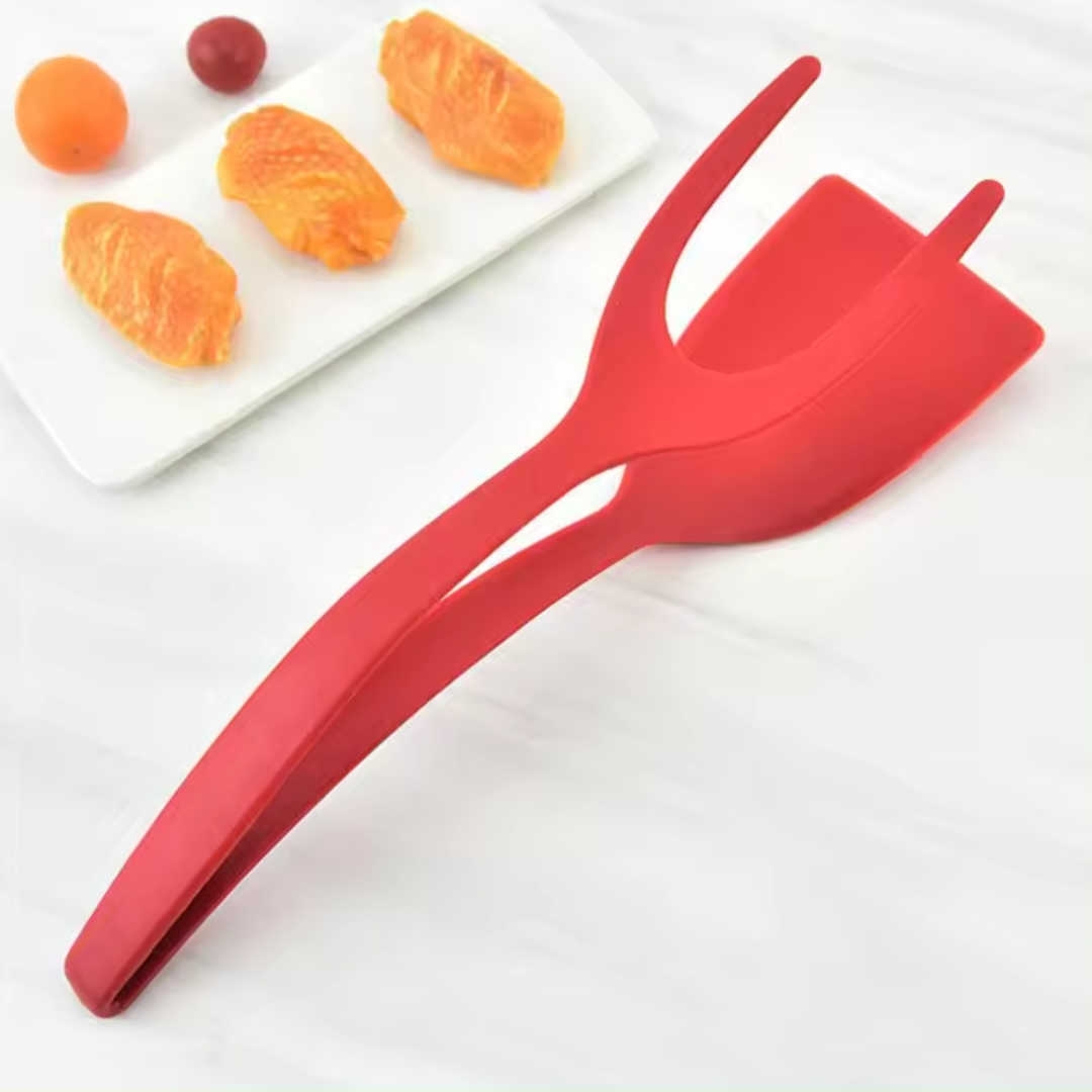 2 in 1 Silicon Frying Spatula Tong