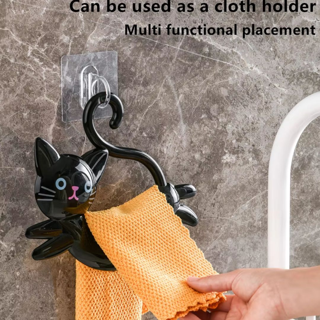 Playful Cat Wall Towel Rack-Perfect for a Whimsical Touch