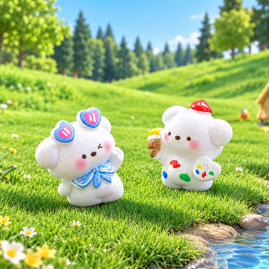 Cute White Dog Resin Figurines