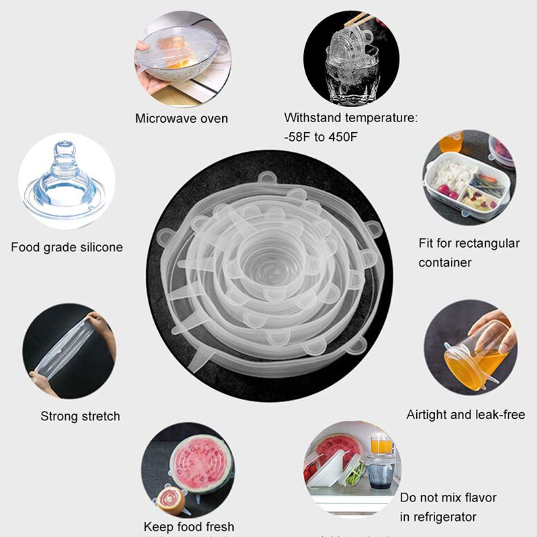 6-Piece Silicone Food Covers