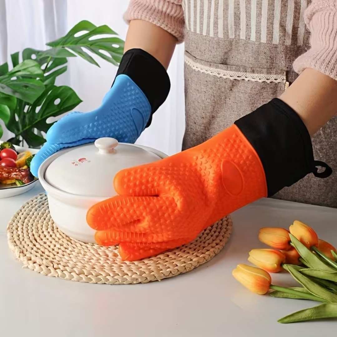 Kitchen Silicone Cotton Gloves Heat-resistant